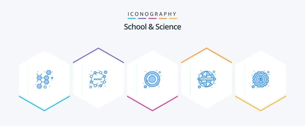 School Science Blue Icon Pack Including Nature Astronomy Learning Education — Stok Vektör