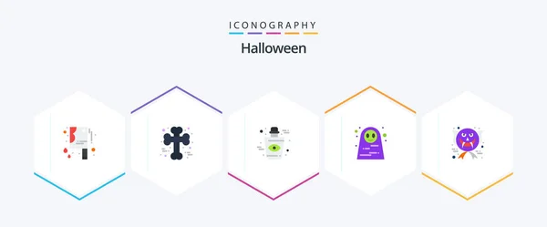 Halloween Flat Icon Pack Including Face Scary Blood Halloween Costume — Vetor de Stock
