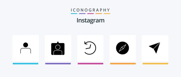 Instagram Glyph Icon Pack Including Sets Twitter Instagram Compass Creative — Vector de stock