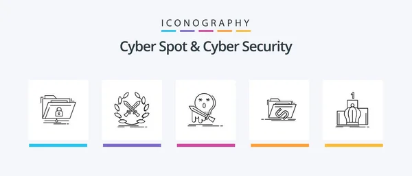 Cyber Spot Cyber Security Line Icon Pack Including Internet Cybercrime — Stockvector