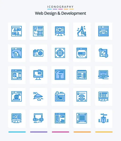 Creative Web Design Development Blue Icon Pack Web Graphic Web — Stockový vektor