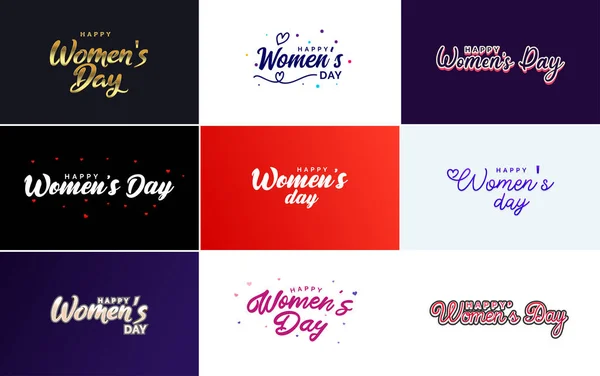 Abstract Happy Women Day Logo Women Face Love Vector Logo — Stok Vektör