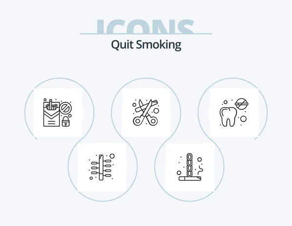 Quit Smoking Line Icon Pack Icon Design Home Fire Care — Vetor de Stock