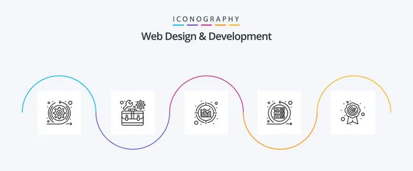 Web Design Development Line Icon Pack Including Quality Assurance Server — Vettoriale Stock