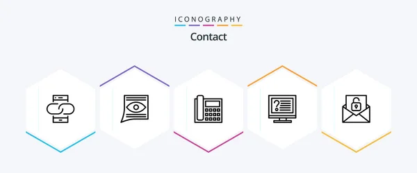 Contact Line Icon Pack Including Desktop Computer Email Conversation Contact — Vettoriale Stock