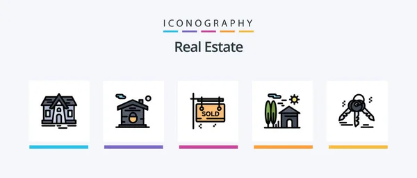 Real Estate Line Filled Icon Pack Including Estate Real Estate — Stockvektor