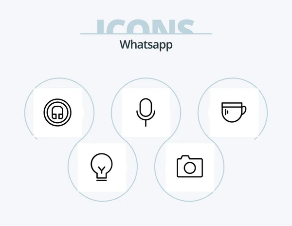 Whatsapp Line Icon Pack Icon Design Basic App Image — Vettoriale Stock