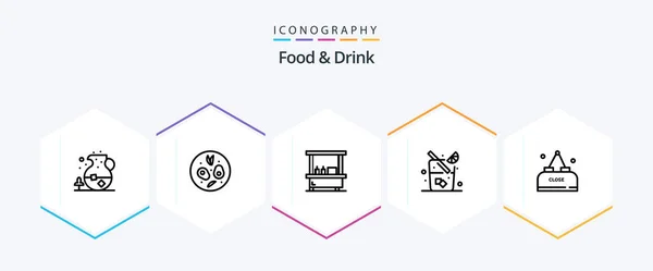 Food Drink Line Icon Pack Including Food Juice Stand — Vettoriale Stock