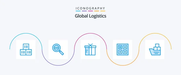 Global Logistics Blue Icon Pack Including Box Logistic Box Delivery — Stock Vector
