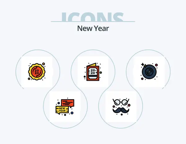 New Year Line Filled Icon Pack Icon Design New Party — Vector de stock