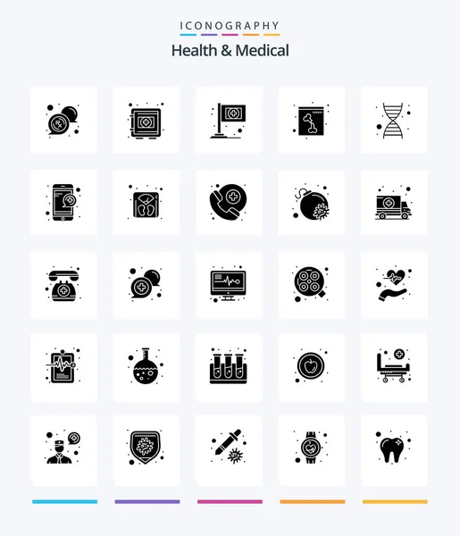 Креативное Здоровье Медицина Glyph Black Икона Пакет Таких Геном Днк — стоковый вектор