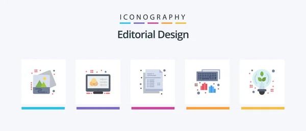 Editorial Design Flat Icon Pack Including Creative Programming Designer Keyboard — Vettoriale Stock