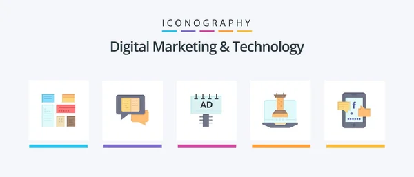 Digital Marketing Technology Flat Icon Pack Including Social Marketing Didital — Wektor stockowy