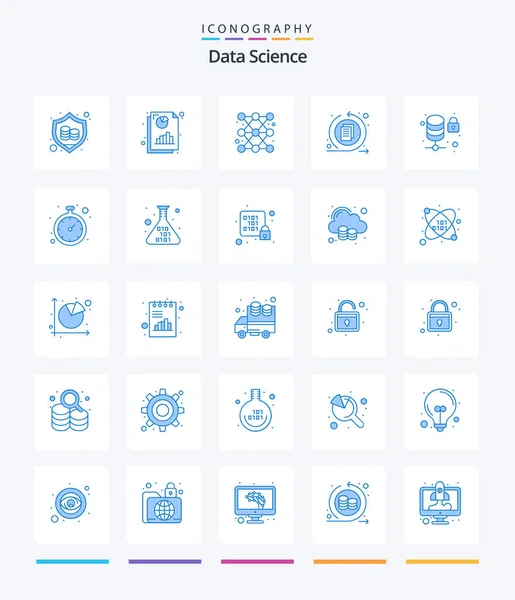 Creative Data Science Blue Icon Pack Lock Data Process Bar — Stock Vector
