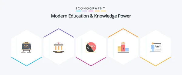 Modern Education Knowledge Power Flat Icon Pack Including Class Education — Stock Vector