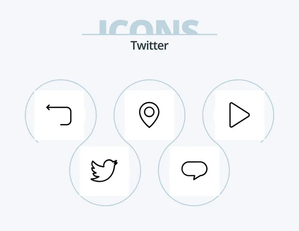 Twitter Line Icon Pack Icon Design Video Loop Play Twitter — Vettoriale Stock
