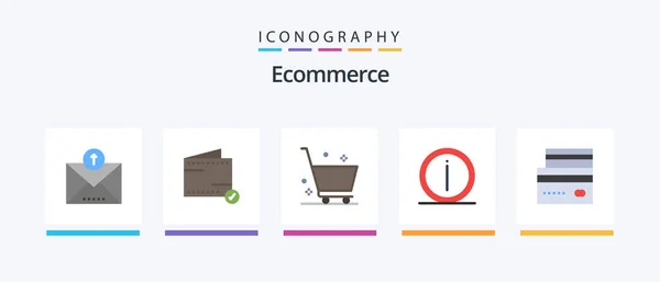 Ecommerce Flat Icon Pack Including Card Info Cart Help Details — Stock Vector