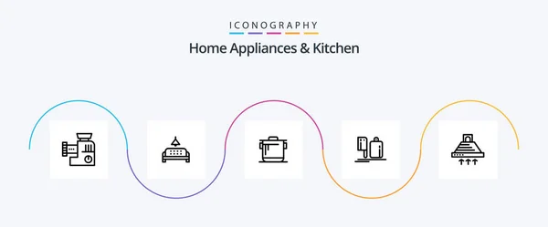 Home Appliances Kitchen Line Icon Pack Including Kitchen Cook Lump — Stockvektor