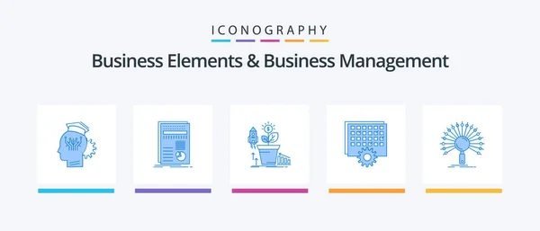 Business Elements Business Management Blue Icon Pack Включая Обработку Событие — стоковый вектор