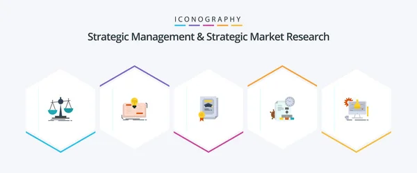 Strategic Management Strategic Market Research Flat Icon Pack Including Chemical — Vector de stock