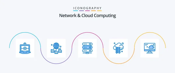 Network Cloud Computing Blue Icon Pack Including Technology Cloud Data — Archivo Imágenes Vectoriales