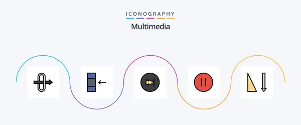 Multimedia Line Filled Flat Icon Pack Including Sorting Multimedia Sort — Image vectorielle
