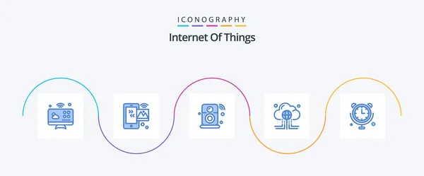 Internet Things Blue Icon Pack Including Global Computing Wifi Cloud — Wektor stockowy