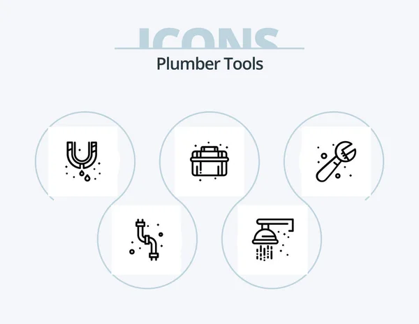 Plumber Line Icon Pack Icon Design Mechanical Repair Mechanical Plumber — Διανυσματικό Αρχείο