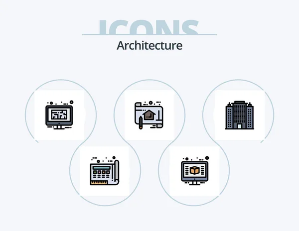 Architecture Line Filled Icon Pack Icon Design Building Resort Document — Stockvektor