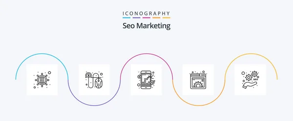 Seo Marketing Line Icon Pack Including Development Management Exchange Gear — Image vectorielle