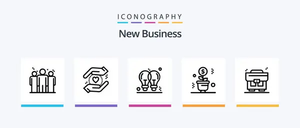 New Business Line Icon Pack Including Online Bulb Laptop Office — Stock vektor