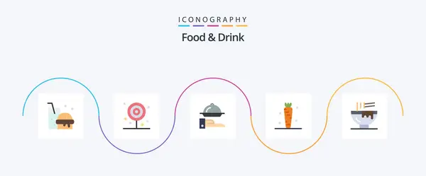 Food Drink Flat Icon Pack Including Veg Drink Lollipop Carrot — 图库矢量图片
