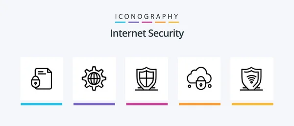 Internet Security Line Icon Pack Including Data Bug Security Security — Stockový vektor
