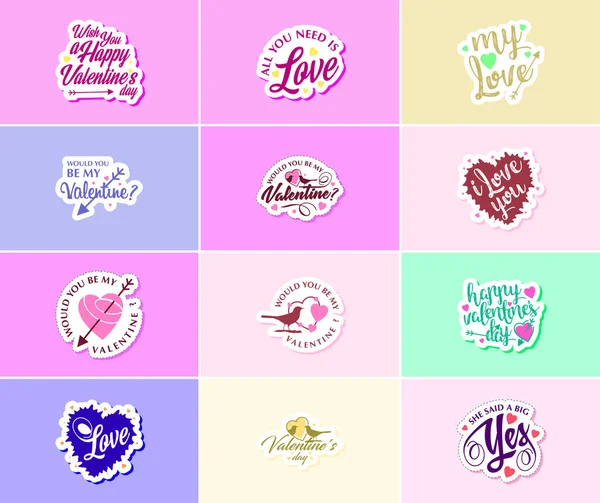 Saying Love You Valentine Day Typography Graphics Stickers — Stock vektor