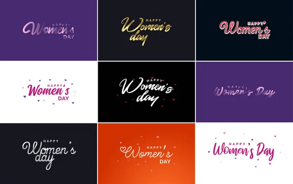 Pink Happy Women Day Typographical Design Elements International Women Day — Image vectorielle