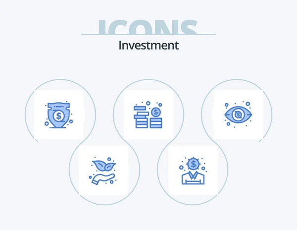 Investment Blue Icon Pack Icon Design View Dollar Insurance Coins — 图库矢量图片