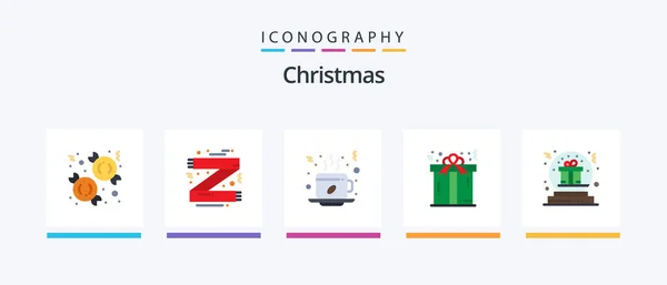 Christmas Flat Icon Pack Including Love Gift Scarf Christmas Drink — Stok Vektör