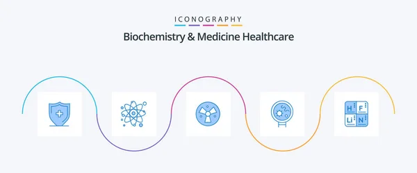 Biochemistry Medicine Healthcare Blue Icon Pack Including Table Search Radiation — 图库矢量图片