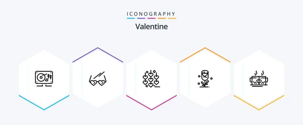 Valentine Line Icon Pack Including Love Love Glasses Day Valentine — Stok Vektör
