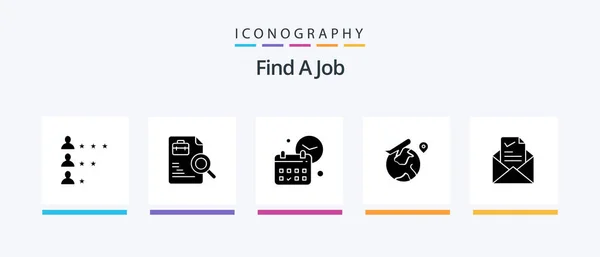 Find Job Glyph Icon Pack Including Mail Fly Calendar Location — Stockvektor