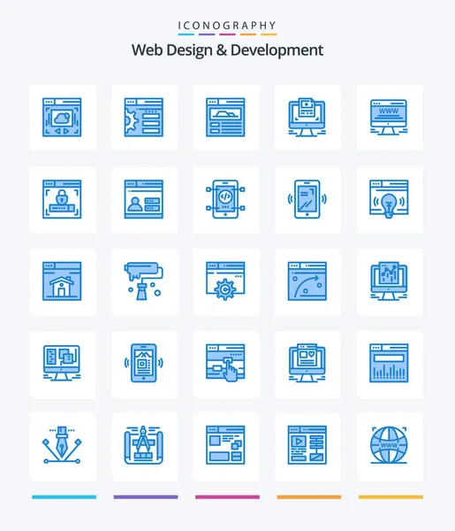 Creative Web Design Development Blue Icon Pack Web Design Board — Image vectorielle