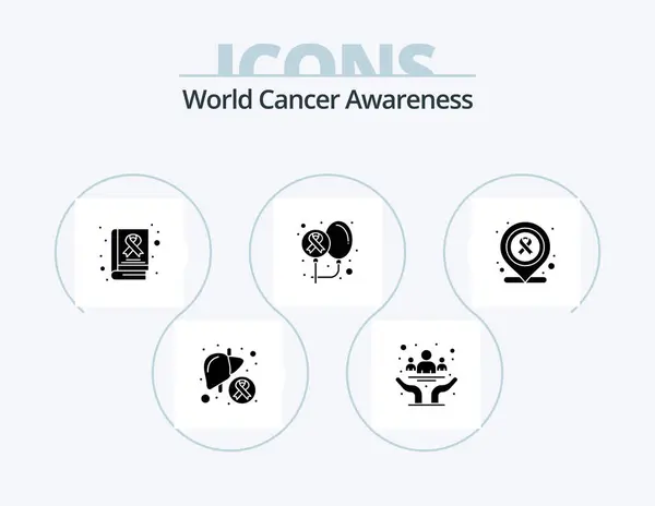 World Cancer Awareness Glyph Icon Pack Icon Design Health Cancer — Vector de stock
