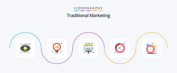 Traditional Marketing Flat Icon Pack Including Lead Conversion Relation Analysis — Wektor stockowy