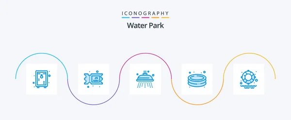 Water Park Blue Icon Pack Including Water Park Lifesaver Park — Wektor stockowy