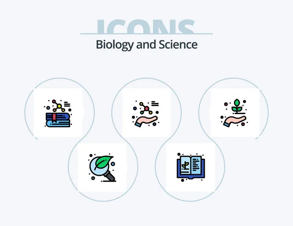 Biology Line Filled Icon Pack Icon Design Chemistry Roots Science — Vector de stock