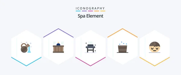 Spa Element Flat Icon Pack Including Spa Sauna Bed Relax — Wektor stockowy