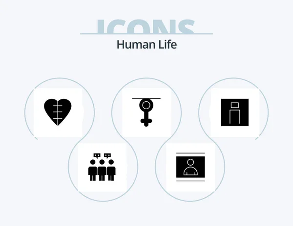 Human Glyph Icon Pack Icon Design Man Human Heart Queen — Stock Vector