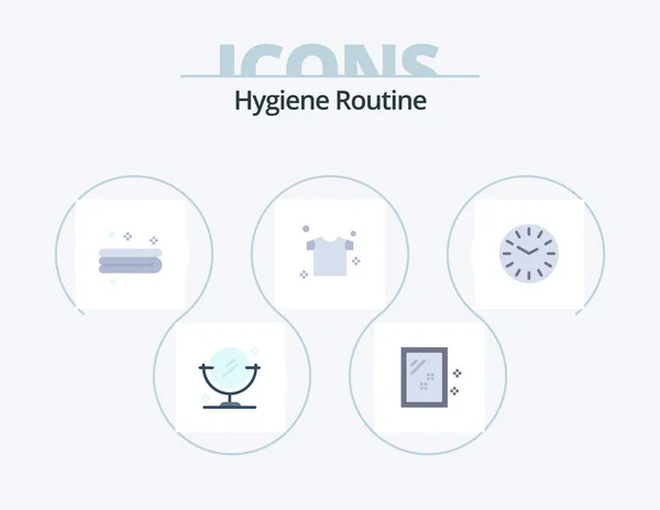 Hygiene Routine Flat Icon Pack Icon Design Cleaning Cleaning Clock — Wektor stockowy