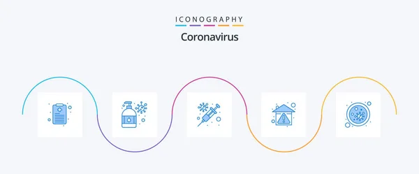 Coronavirus Blue Icon Pack Including Blood Protection Flu Prevent Home — Vettoriale Stock