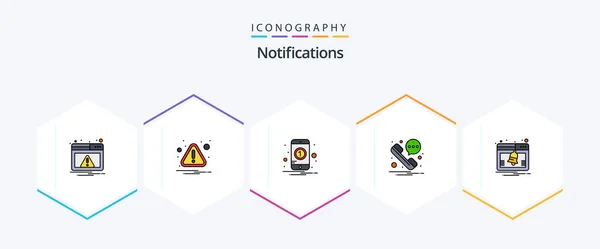 Notifications Filledline Icon Pack Including Notice Web Notification Sms Message — Stock Vector